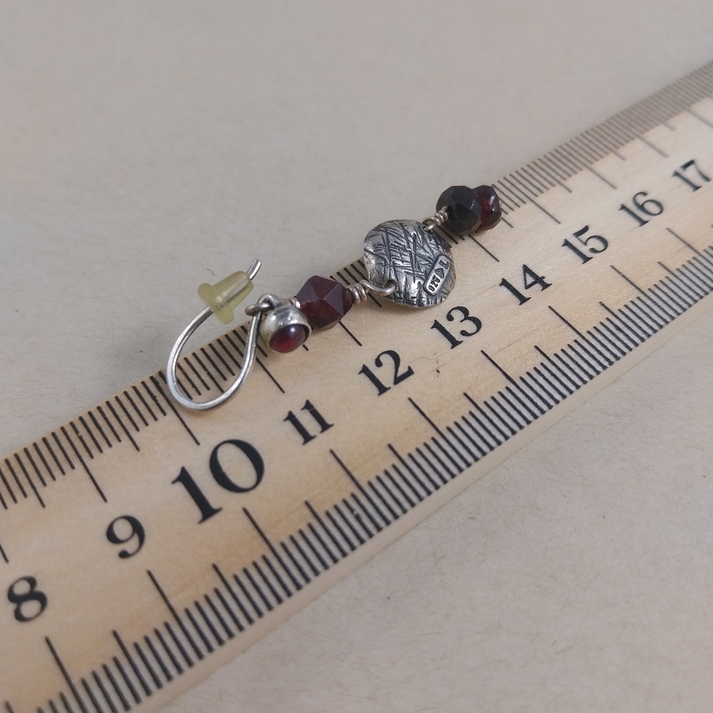 Sterling Silver and Garnets Earrings - Picture 11 of 15